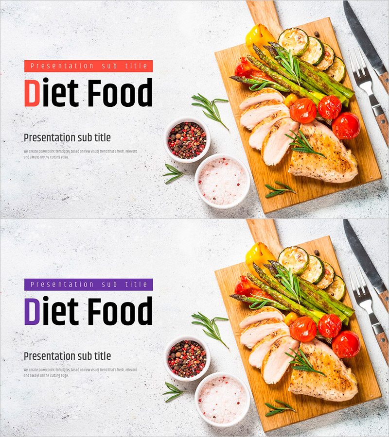 다이어트 푸드 PPT 표지 – 건강과 영양을 담다