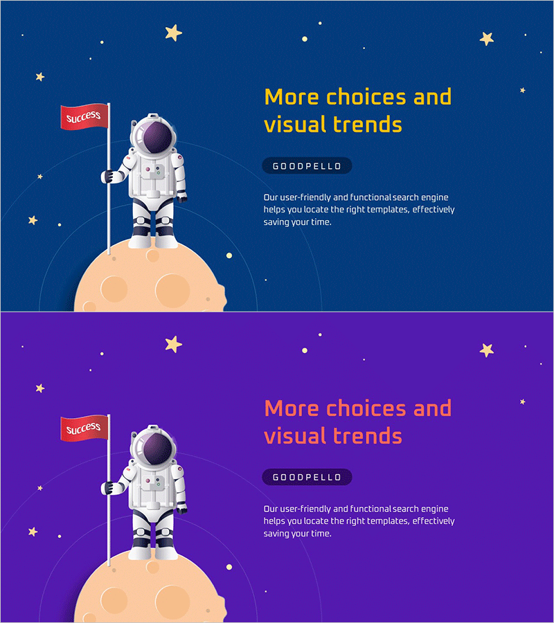 우주인 일러스트 테마 소개 슬라이드 – 성공을 향한 여정