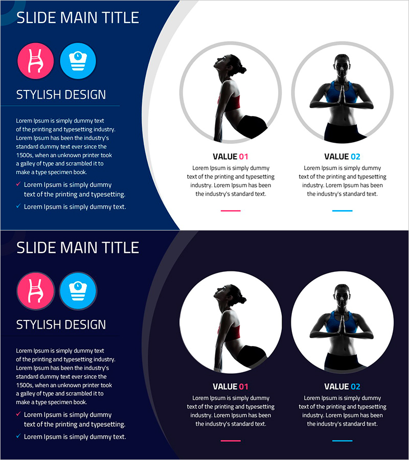 요가 수련의 효과를 강조한 다이어그램 슬라이드