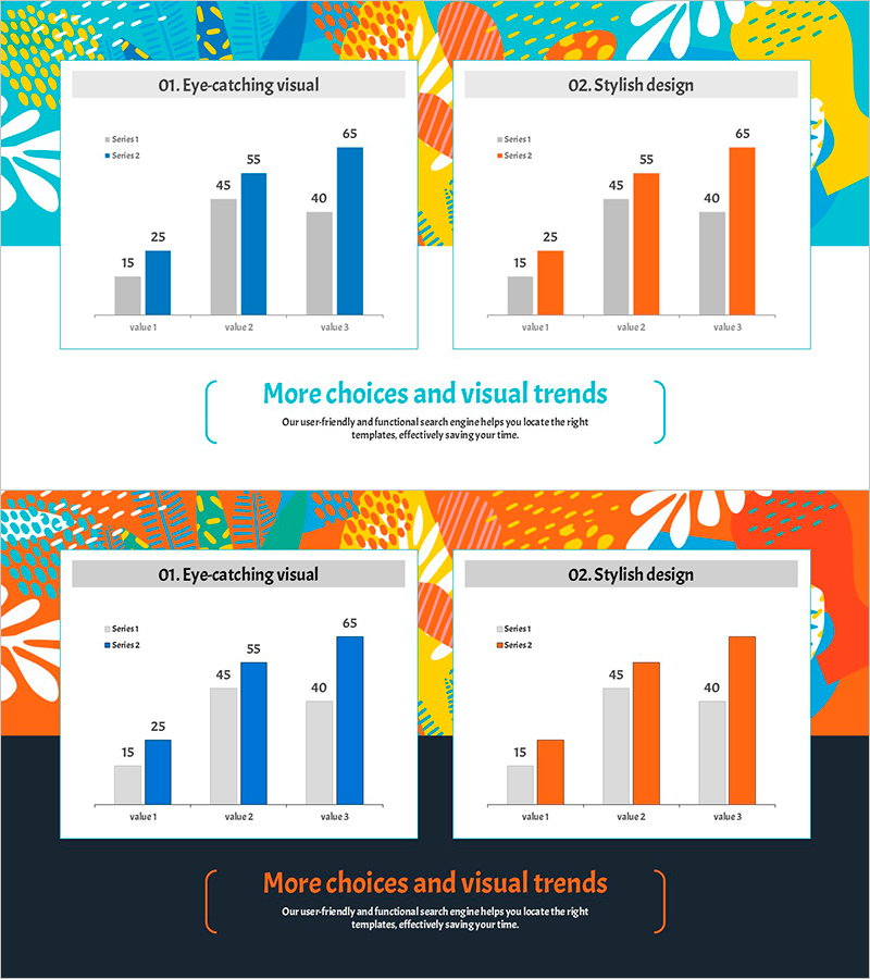 블루 오렌지 성장하는 막대 그래프 – 성과와 경쟁 우위
