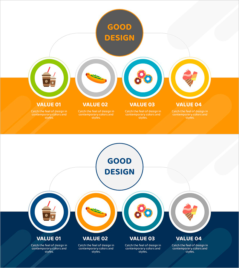 푸드트럭 판매 음식 소개 – 모던 다이어그램 활용