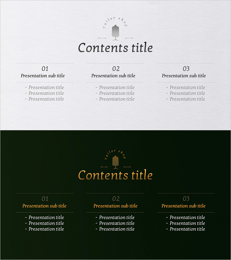 수트 프레젠테이션 목차 – 세련된 안내