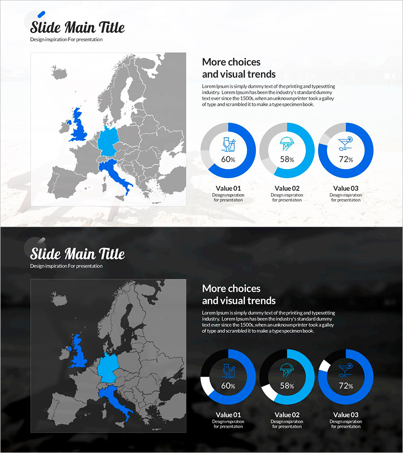 맛집 투어 예정 국가의 시장 분석 도넛형 슬라이드