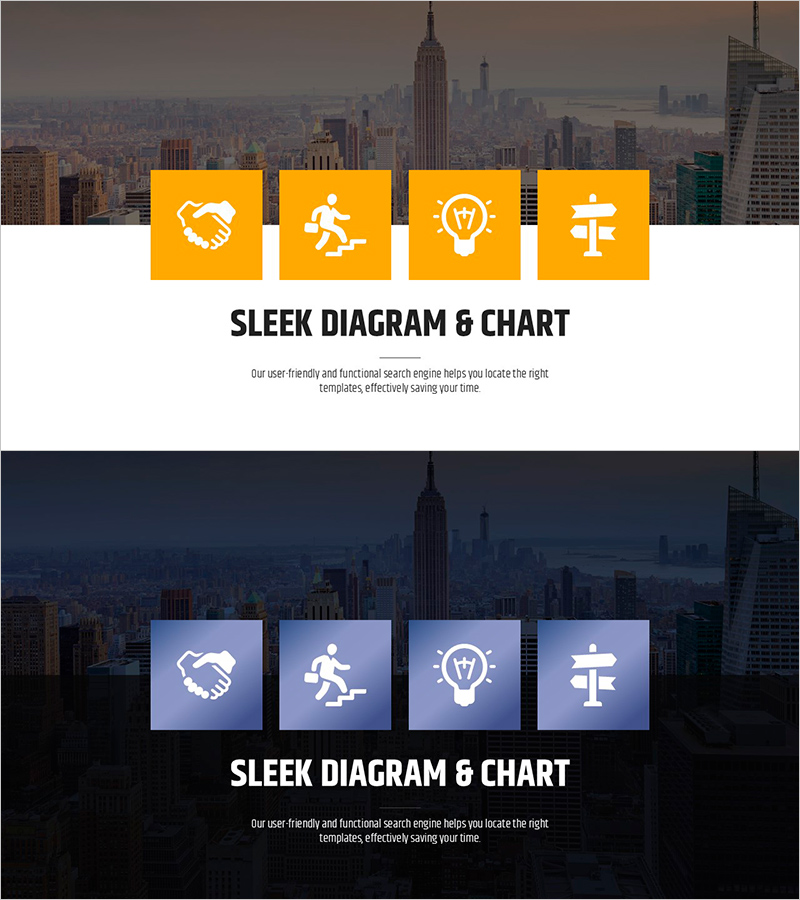 비즈니스 아이콘과 메시지 – 전략적 비전