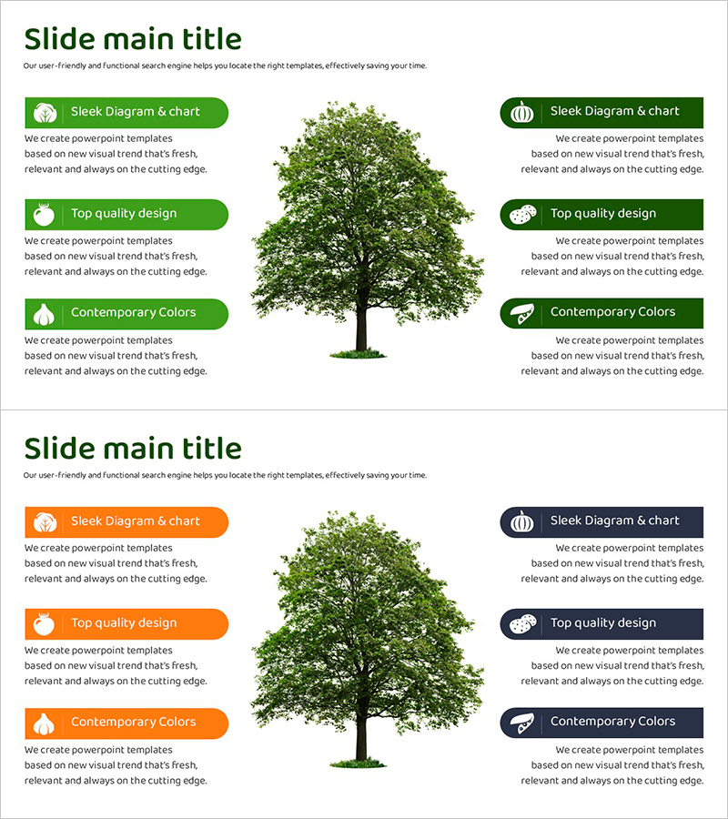 농작물 별 특징을 제시하는 슬라이드 – 다각적 시각화