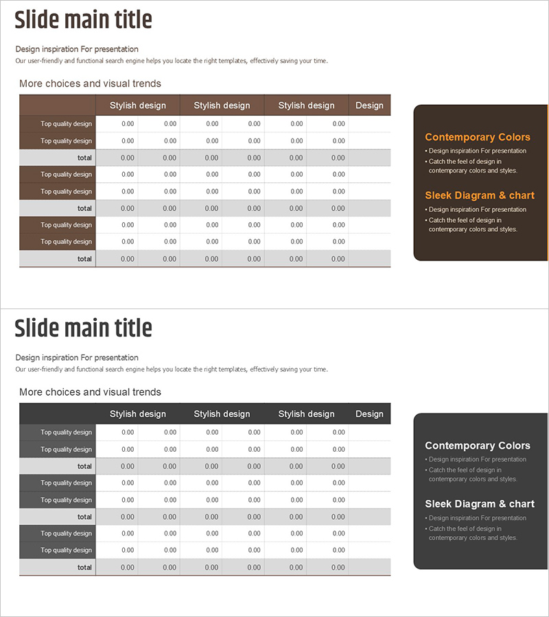 브라운 그레이 테이블 - 세련된 다이어그램 디자인