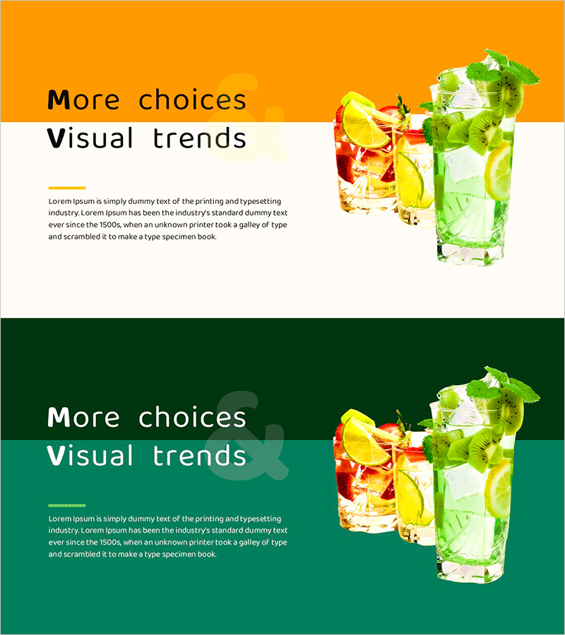 신제품 음료 안내 슬라이드 – 활기찬 비주얼 트렌드