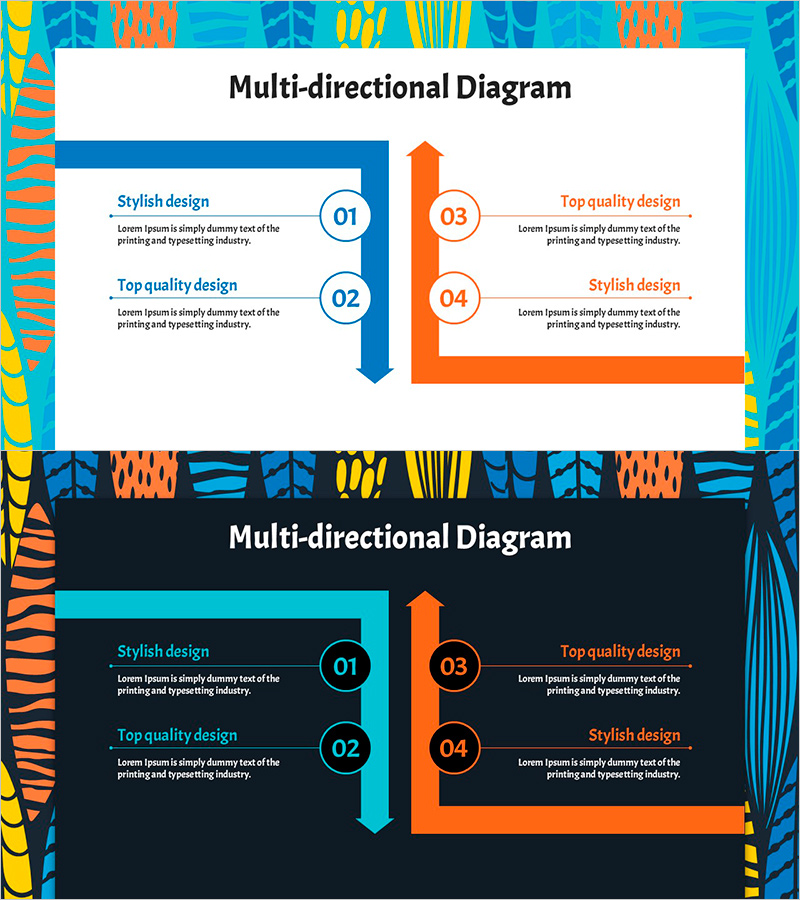 다방향 화살표로 여름을 표현한 비즈니스 템플릿