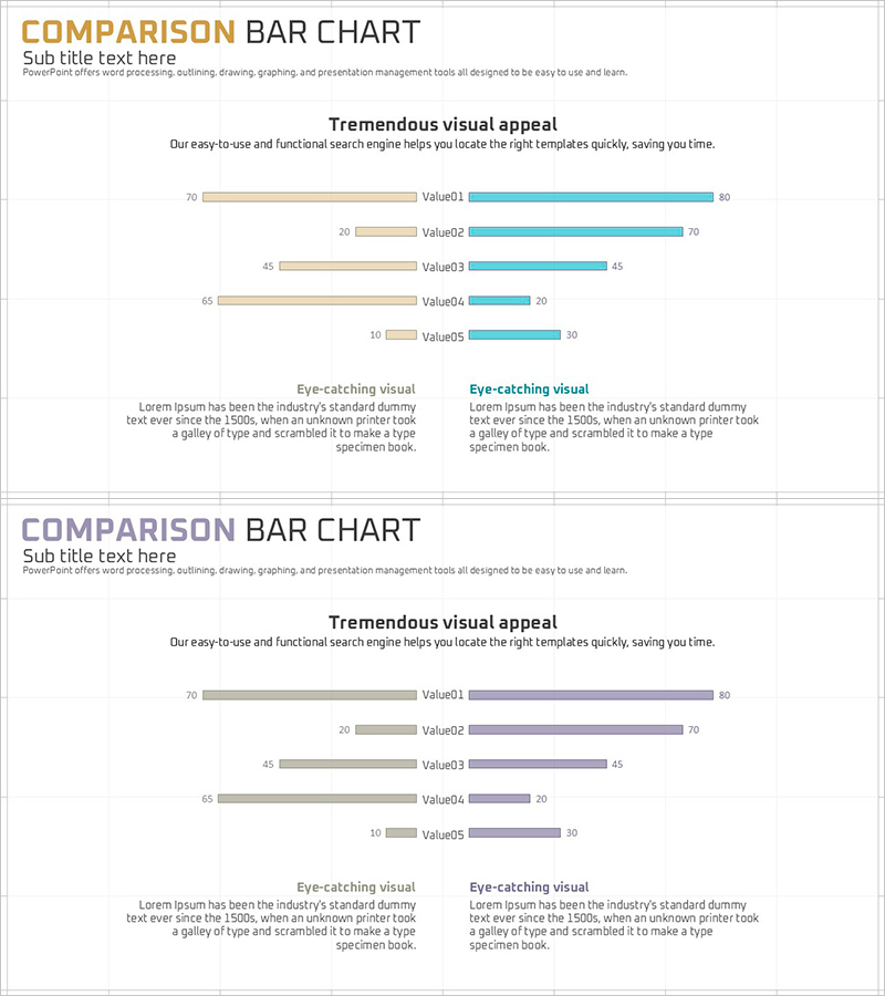 비교형 가로막대 차트 - 시장 및 경쟁사 분석