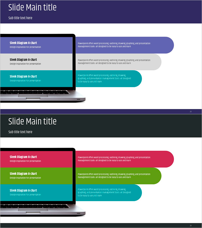 노트북 목업과 정보 메시지 슬라이드 – 마케팅 계획과 전략