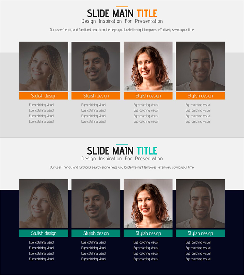 오렌지 그린 맨파워 다이어그램 슬라이드