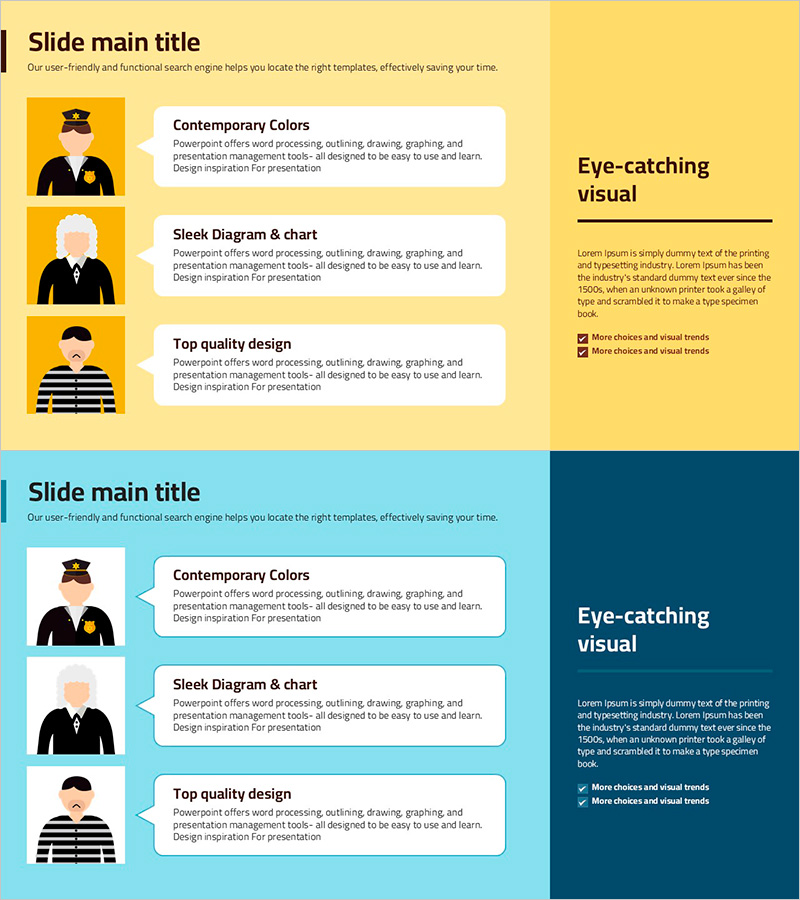 재판 대화 내용을 효과적으로 표현한 슬라이드 템플릿