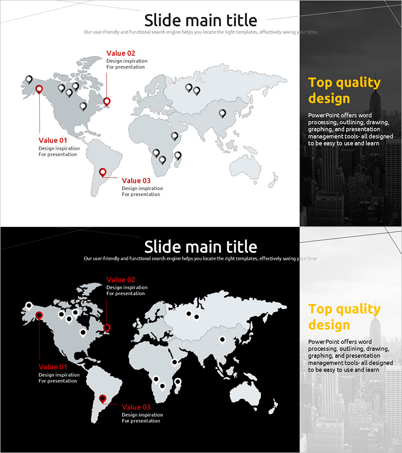 지도 일러스트와 위치 표시 - 글로벌 비즈니스 전략