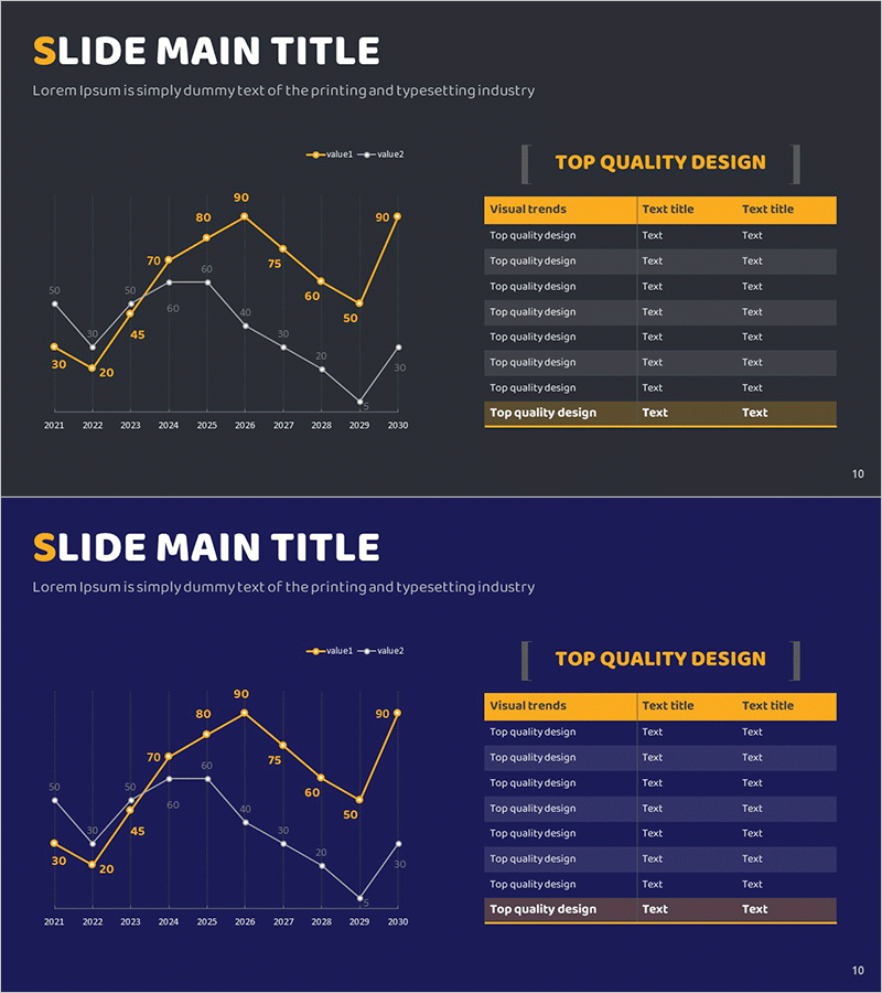 블랙 네이비 꺾은선 그래프 테이블표 – 시장 및 경쟁 분석