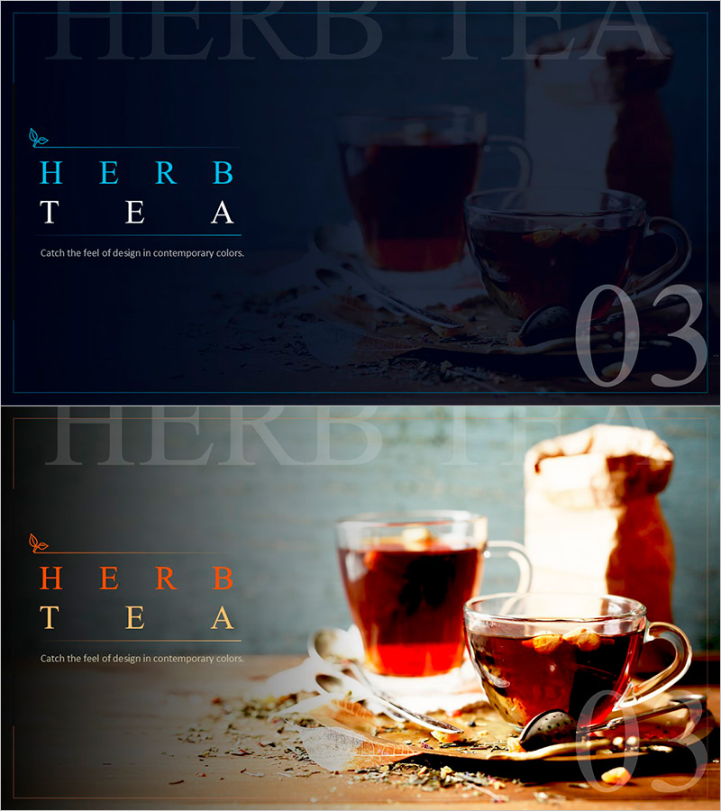 허브티 간지 프레젠테이션 – 현대적인 색채와 디자인의 조화