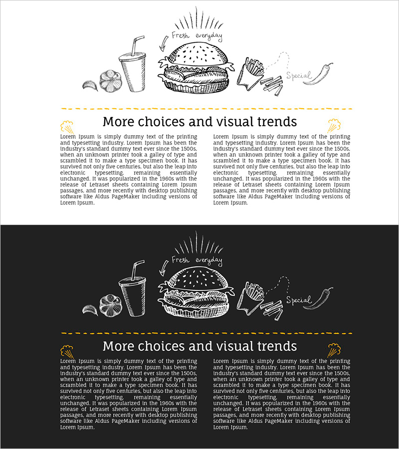 햄버거 일러스트와 칼럼 – 사업 비전 전략에 적합한 슬라이드