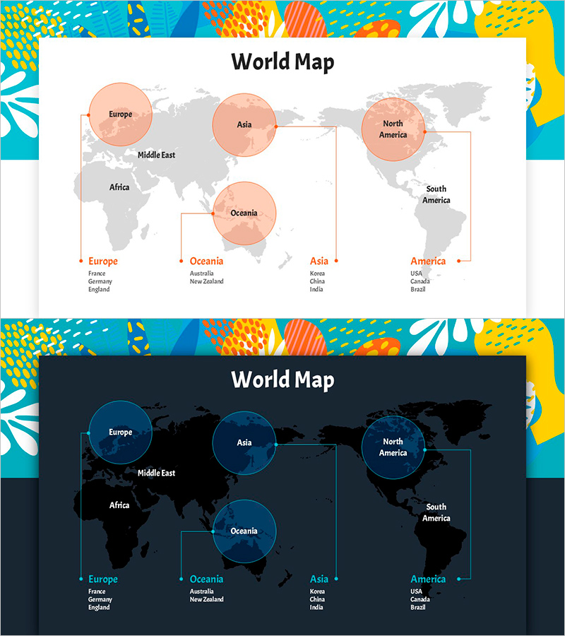 여름 템플릿 세계지도 – 글로벌 네트워크 시각화