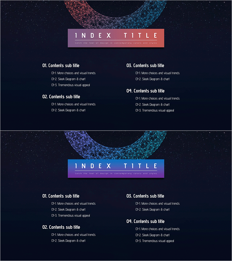 우주 원형 테마 템플릿 목차