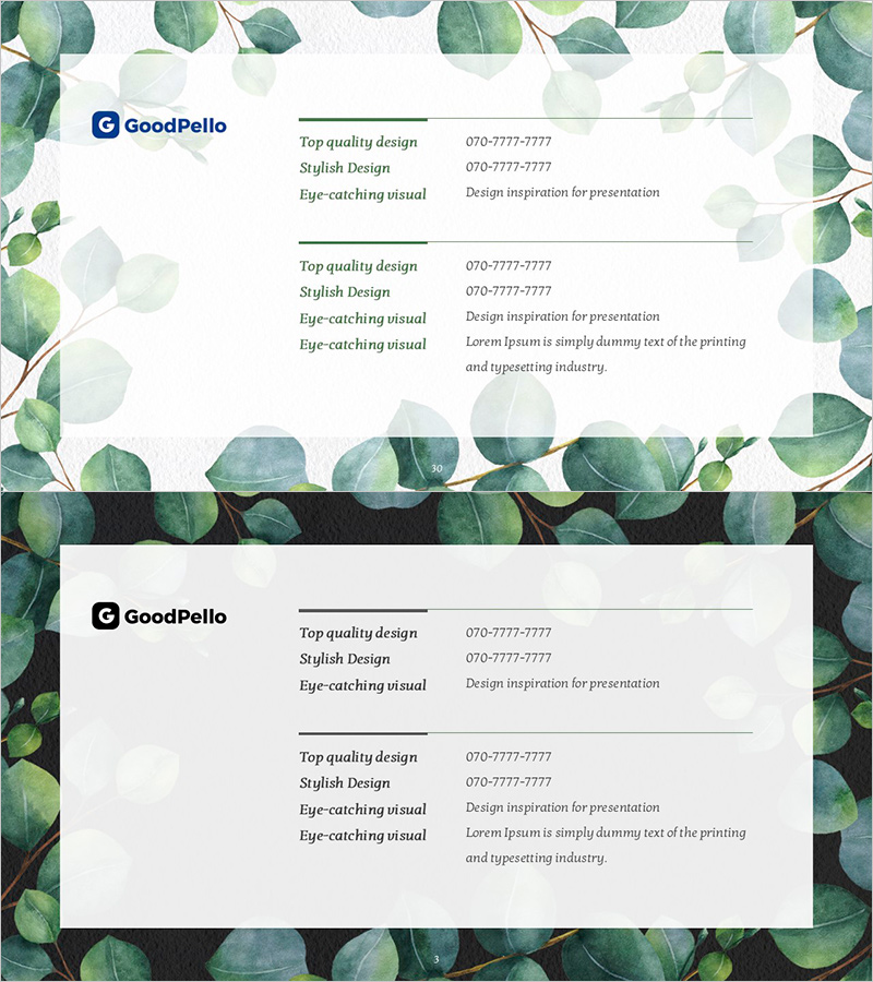 유칼립투스 템플릿 연락처 – 자연과 조화로운 디자인