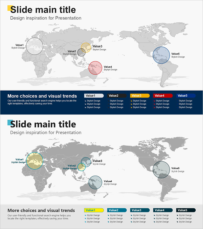 세계지도와 컬러 인덱스 프레젠테이션 템플릿