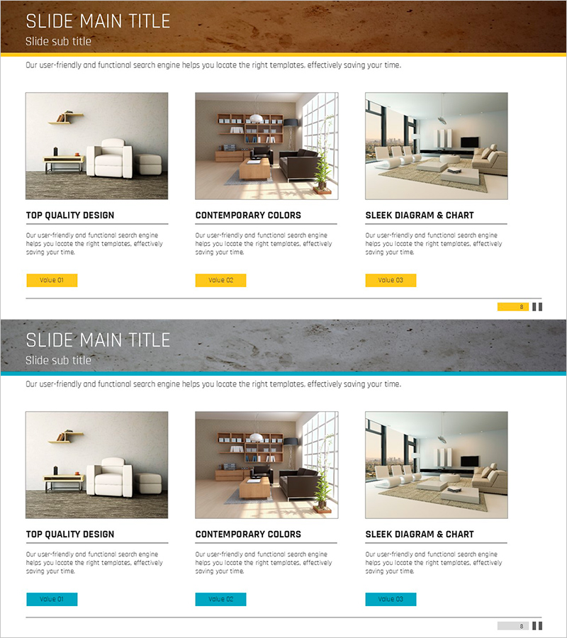 실내 인테리어를 효과적으로 전달하는 슬라이드 – 고객 배려 디자인