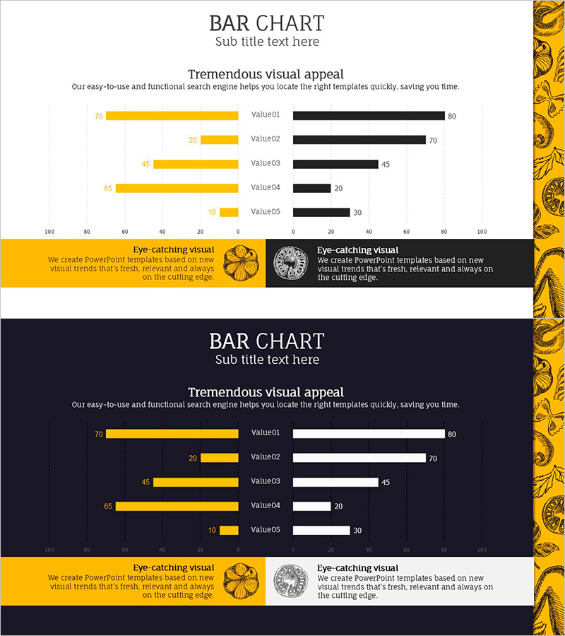 요리 경쟁을 위한 가로막대 그래프 슬라이드