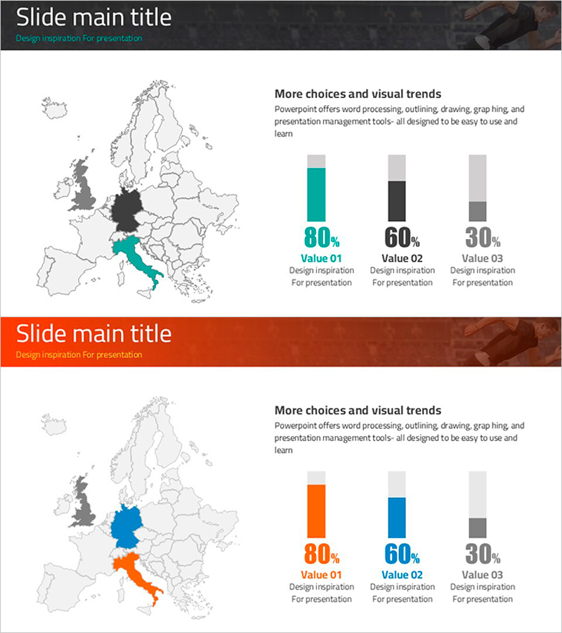 시장 및 경쟁사 분석을 위한 스택 세로막대 차트 맵