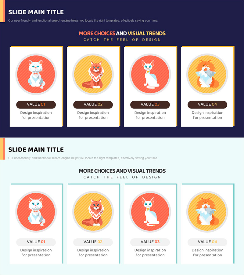 반려 고양이를 소개하는 클러스터 다이어그램 슬라이드