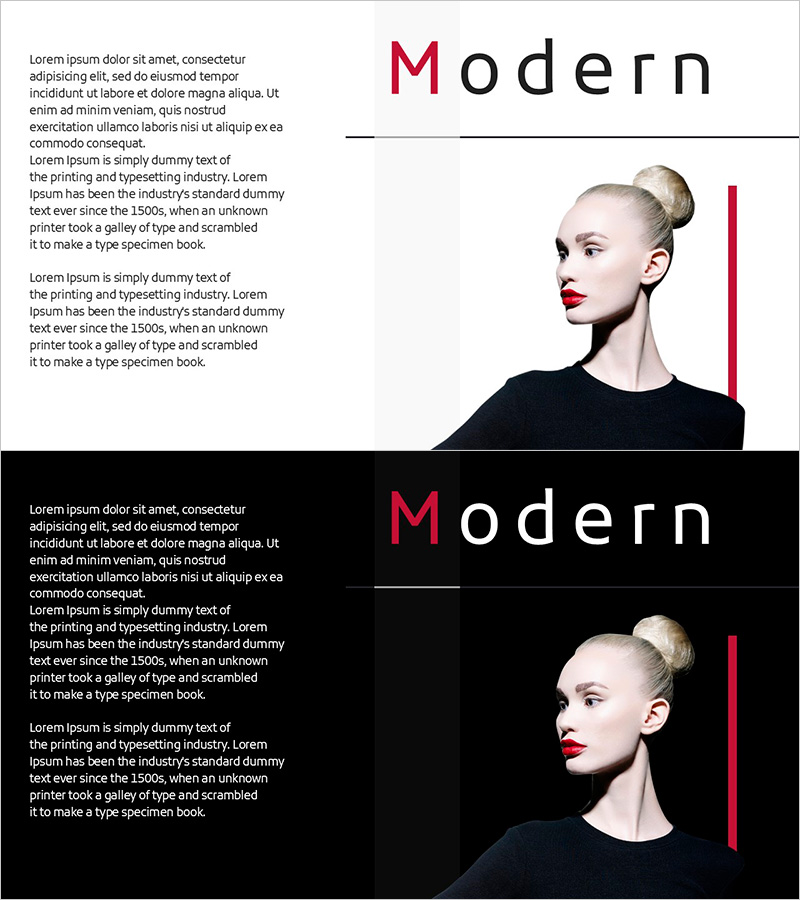 모던 패션 템플릿 소개 – 비전과 핵심가치