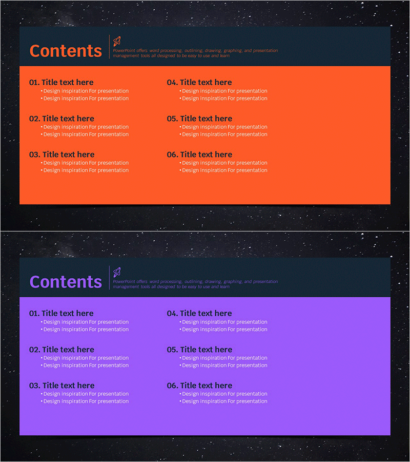 은하수 테마 템플릿 목차 – 시각적 정렬