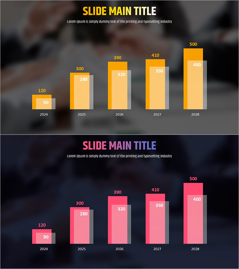 Yellow Pink Growth Comparison Graph