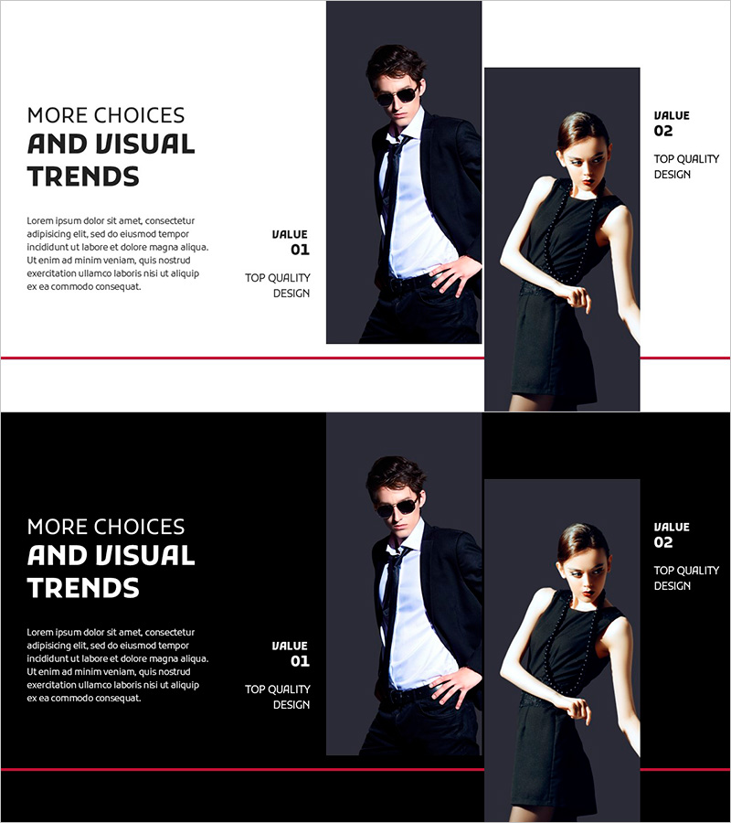 블랙 모던 패션 인포그래픽 슬라이드 – 품격과 세련미