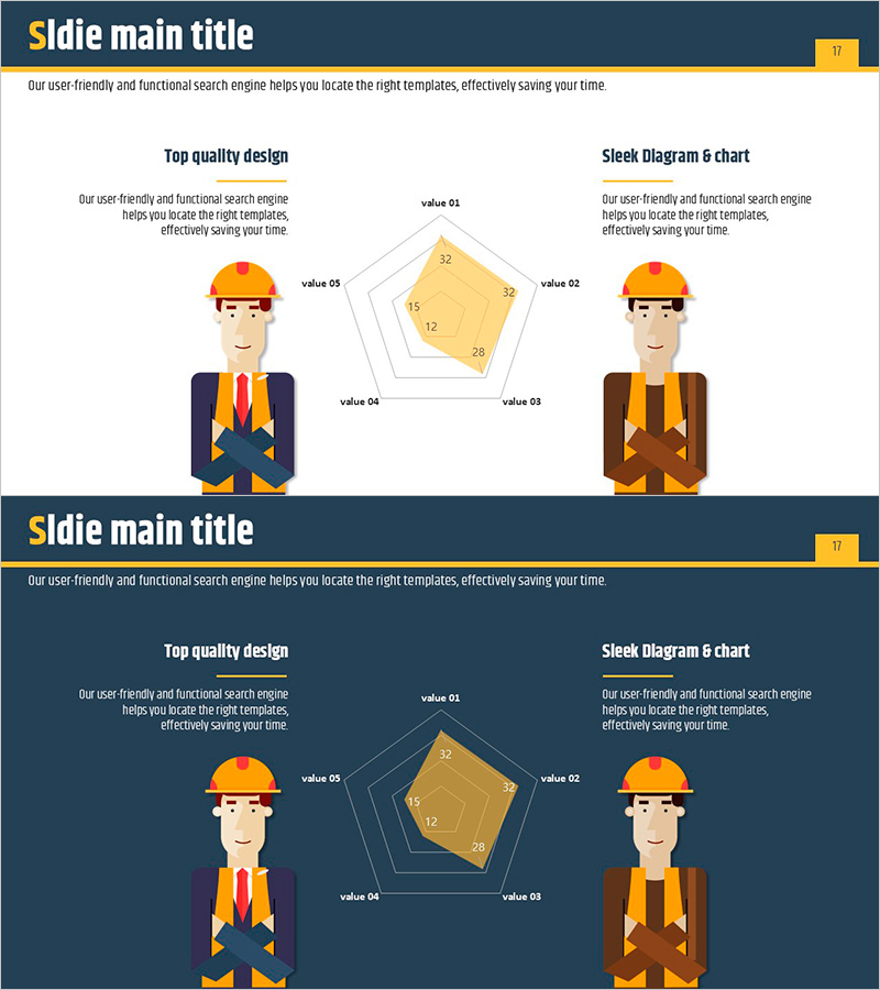 건축 일러스트 템플릿 방사형 차트 – 고객 분석 시각화