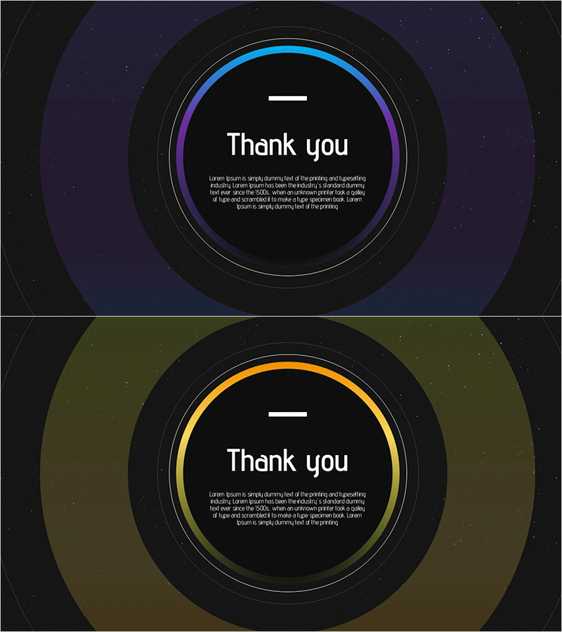 우주여행 템플릿 엔딩 표지 – 감사의 메시지를 담은 디자인