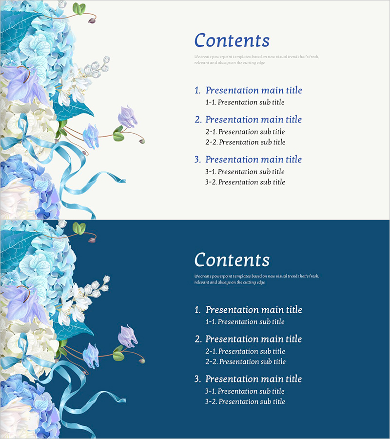 플라워 파티 템플릿 목차 – 우아한 프레젠테이션