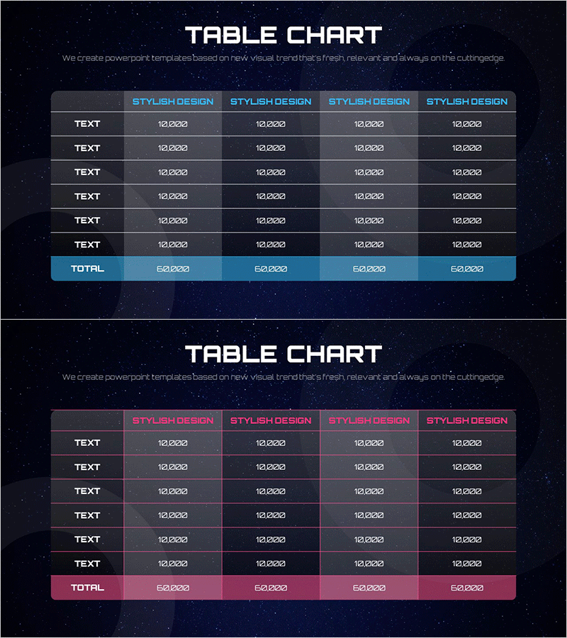 모던한 디자인의 표 형식으로 데이터 시각화 – 깔끔함과 명확함