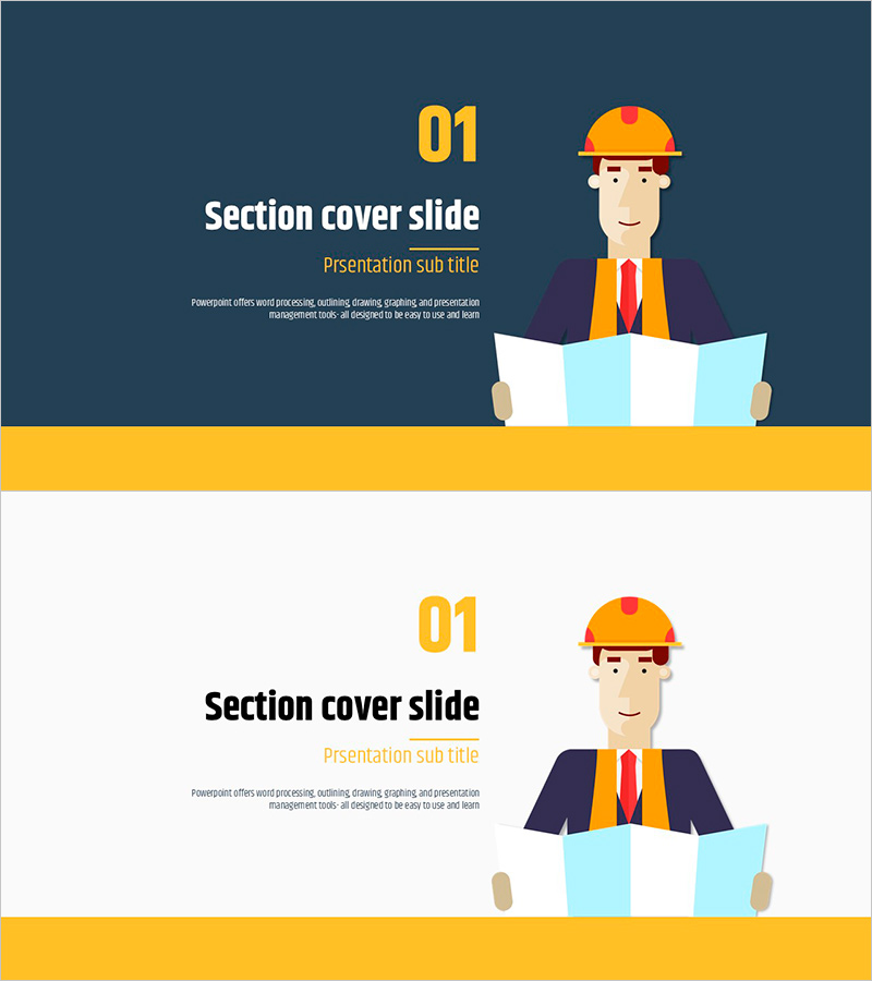 건설 일러스트로 구성된 프레젠테이션 간지 슬라이드