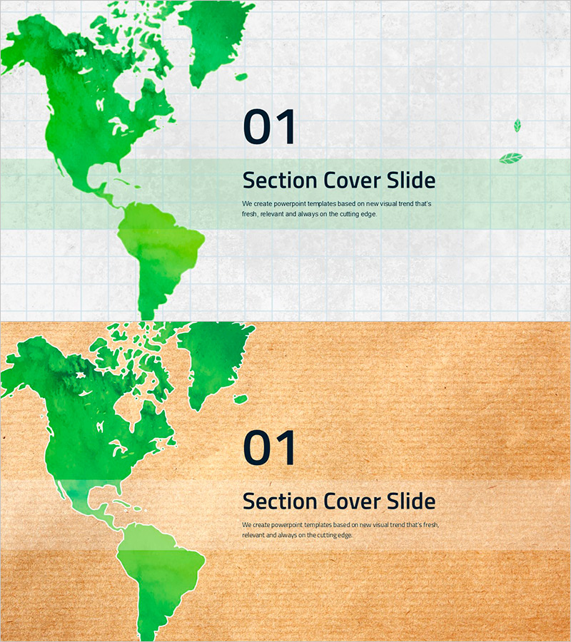 초록 물감 지도로 섹션 커버 슬라이드