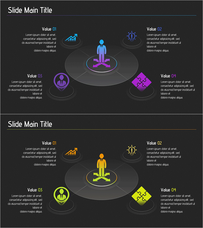 사업영역 그라데이션 다이어그램 – 사업 소개에 적합한 디자인
