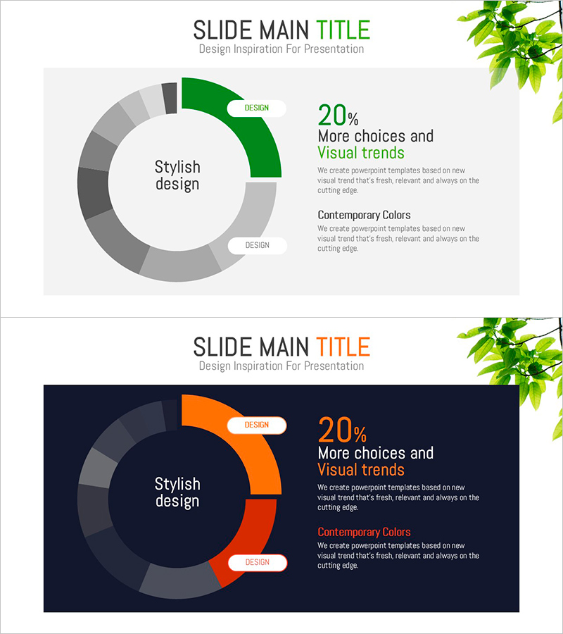 그린 오렌지 강조 도넛차트
