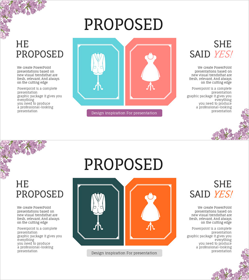 남성과 여성 정장 슬라이드 – 세련된 디자인으로 제안