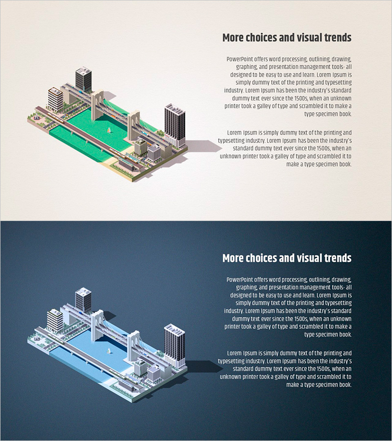 도시 이소메트릭스와 텍스트 박스 활용 – 사업 추진 전략