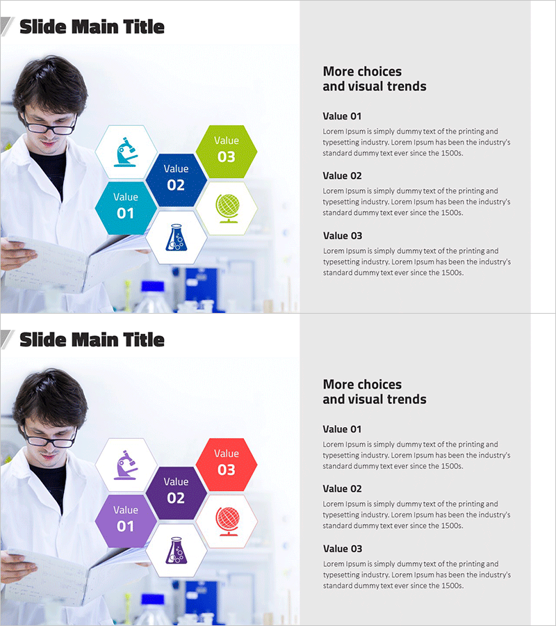 단계별 과학 실험 프로그램 슬라이드 템플릿 – 교육적 가치 강조