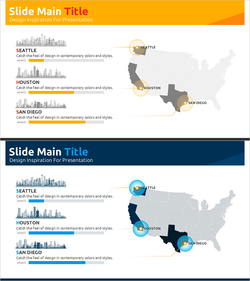 지역별 현황도 조사를 위한 가로막대 그래프 슬라이드