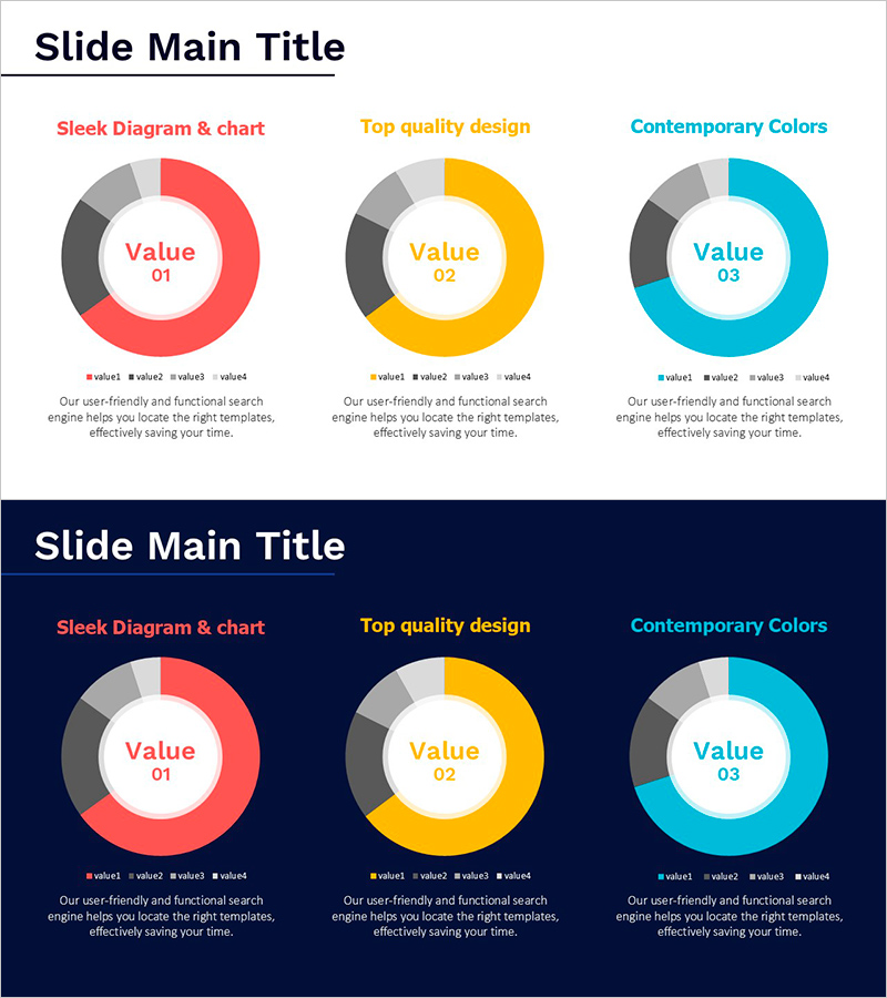 무료 기본 삼색 도넛차트 - 데이터 간결하게 전달
