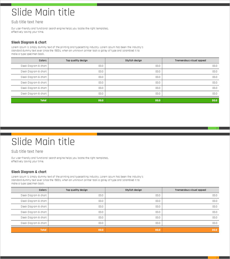심플 강조 테이블 차트 – 다이어그램 디자인