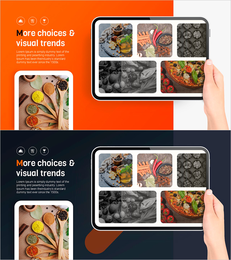 음식 UI 목업 – 시각적 트렌드 강조