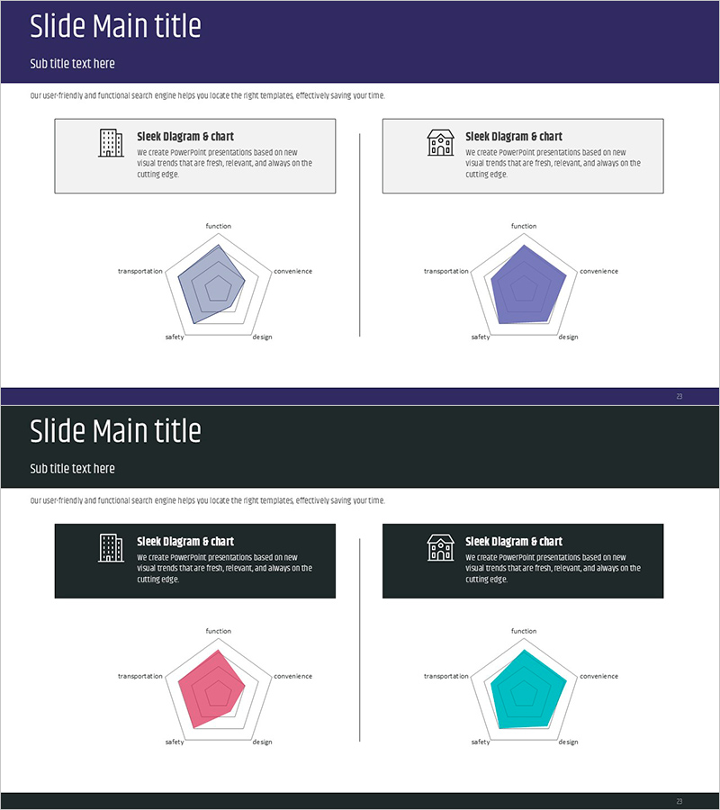두 건축물의 특성과 차이점 시각화 – 혁신적 디자인 다이어그램