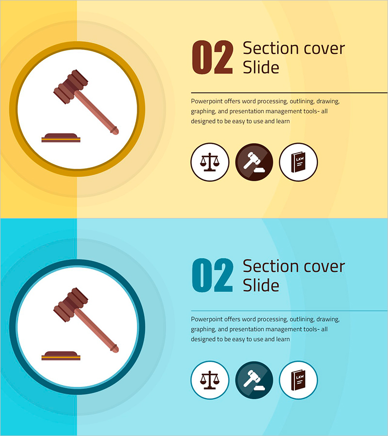 재판 섹션 표지 슬라이드 – 법률 및 절차 소개