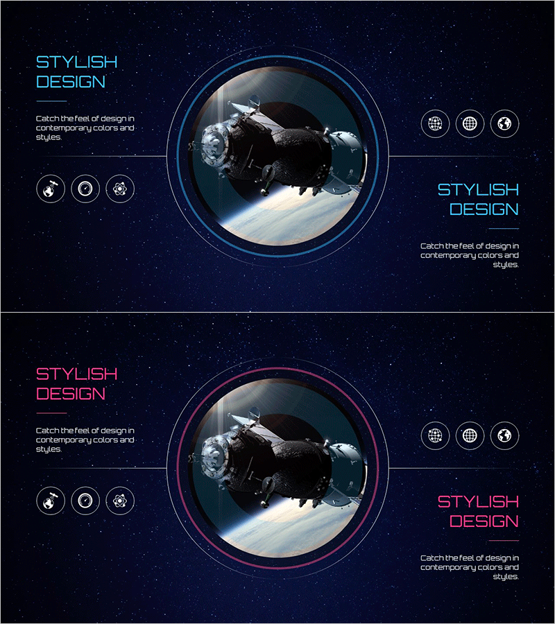 스타일리시 디자인의 우주 탐험 슬라이드 – 현대적 감각에 적합